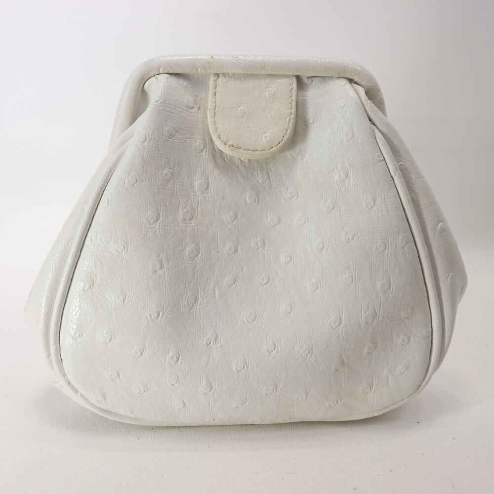 Vtg Genie Crossbody Handbag S White Faux Otrich Embossed Leather Clutch Bag